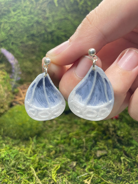 Painted Navy and White Butterfly Wing Earrings