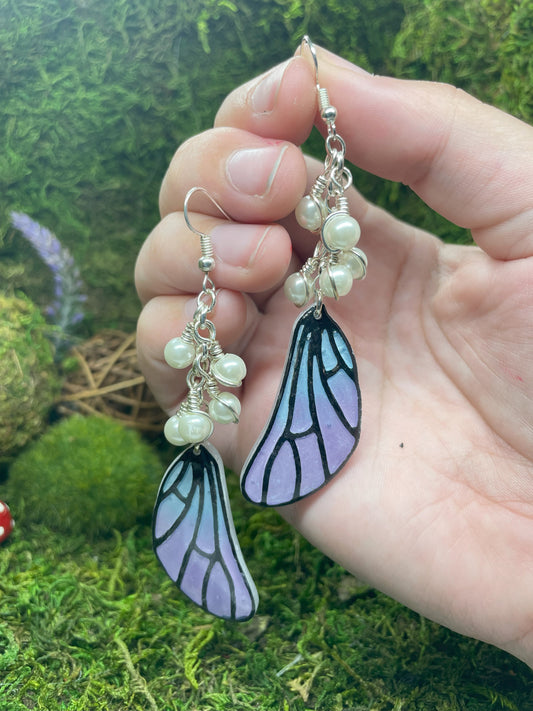 Purple Drop Butterfly Pearl earrings