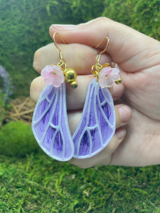 Purple Butterfly Wing Earrings