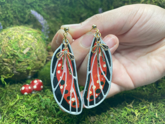 Red Butterfly Wing Earrings
