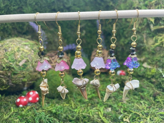 Shark Tooth Flower Earrings
